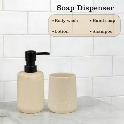 Resin Bathroom Set (Beige, 2 Pcs-B) - color: Beige, size: 2 Pcs-B