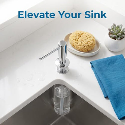 Soap Dispenser for Kitchen Sink, Built in Sink Soap Dispenser, Countertop Dish Soap Dispenser Stainless Steel Pump,Pure Copper Fuselage - color: Clear Glass