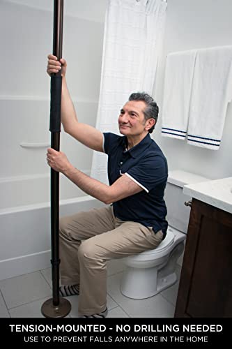 Sure Stand Straight Pole, Elderly Tension Mounted Floor to Ceiling Transfer-Pole, Bathroom Safety Assist Grab Bar and Stability Rail, Deep Bronze - color: Deep Bronze, size: Sure Stand Straight Pole