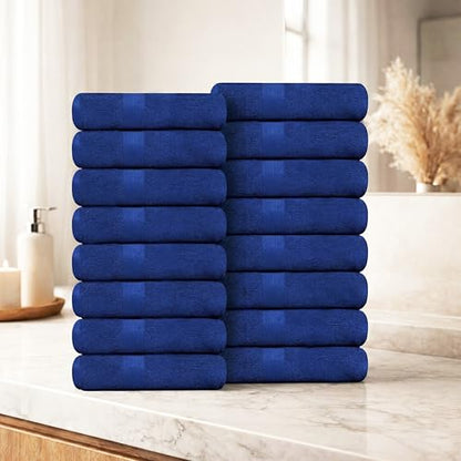 100% Cotton Bath Towels 30x54 Inches, 600 GSM, Soft & Absorbent, Set of 16, Navy Blue - color: Navy, size: Bath Towel Set of 16
