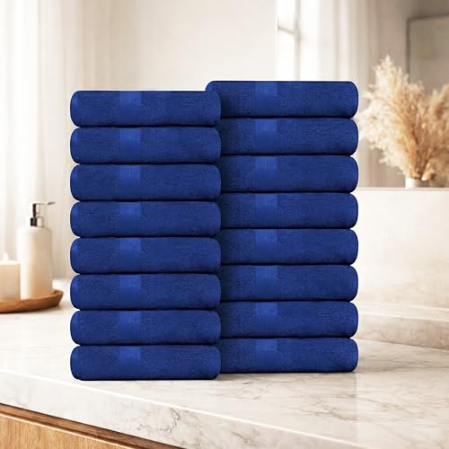 100% Cotton Bath Towels 30x54 Inches, 600 GSM, Soft & Absorbent, Set of 16, Navy Blue - color: Navy, size: Bath Towel Set of 16