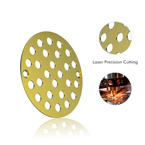 EXF 4 Inch Screw in Round Shower Floor Drain Cover, Stainless Steel Replacement Shower Drain Strainer Hair Catcher Brushed Gold - color: Gold-round