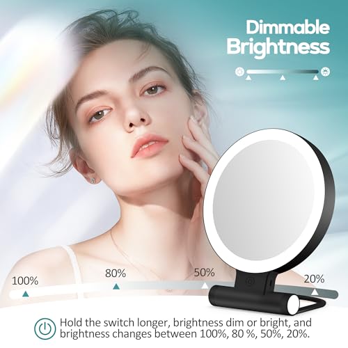 Magnifying Mirror with Light 30X, Double-Sided 1X/ 30X Magnifying Makeup Mirror with Tweezer, 2000mAh 3 Colour Modes with Adjustable Brightness,Foldable Compact Travel Mirror(Black) - color: Black