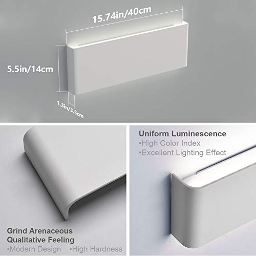 Aipsun 15.75in Matte White Modern Vanity Light Up and Down LED Vanity Light for Bathroom Wall Lighting Fixtures (White Light 5000K) - color: White, size: 15.8 inch, style: 5000K
