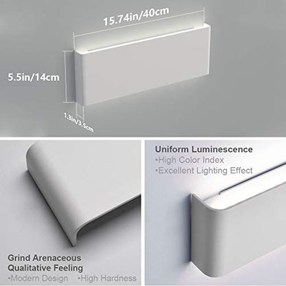 Aipsun 15.75in Matte White Modern Vanity Light Up and Down LED Vanity Light for Bathroom Wall Lighting Fixtures (White Light 5000K) - color: White, size: 15.8 inch, style: 5000K