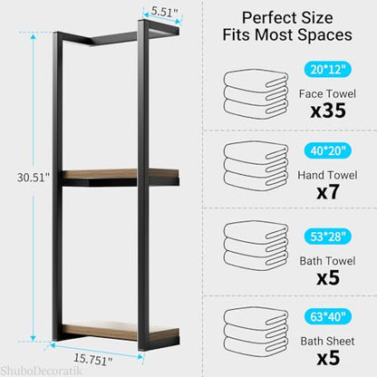 Towel Racks for Bathroom, 2 Tier Wall-Mounted Towel Rack, Home Decor Shelf, Space-Saving Organizer Rack for Household, Bathroom, and Bedroom