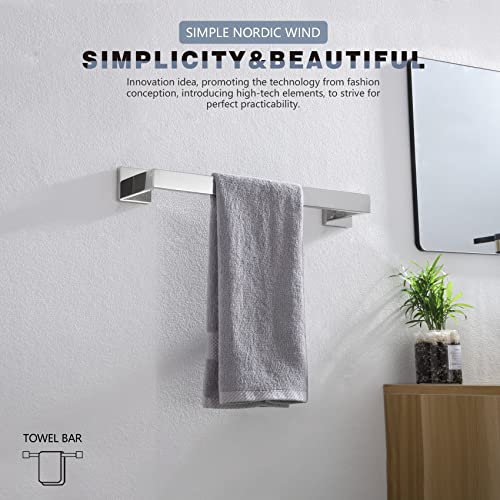 KOKOSIRI 16-Inch Single Towel Bar, Bathroom Kitchen Towel Holder, Wall Mounted SUS304 Stainless Steel Towel Rack, Polished Chrome, B4003CH-L16 - color: Polished Chrome, size: 16-Inch