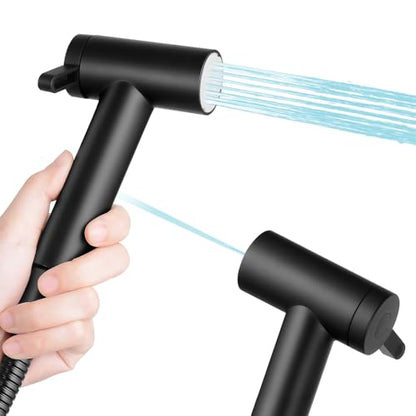 Handheld Bidet Sprayer for Toilet, Adjustable Water Pressure Control Rotary Switch with Bidet Hose, Exclusive Single Nozzle High Pressure Mode for Cleaning Stubborn Stains, Matte Black - color: Black