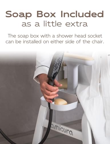 U-Shaped Shower Chair, Modular Arms & Back, 300 lb, Beige | Soft EVA padding, adjustable height, non-slip feet, tool-free setup, and a warm home-friendly look - color: Beige
