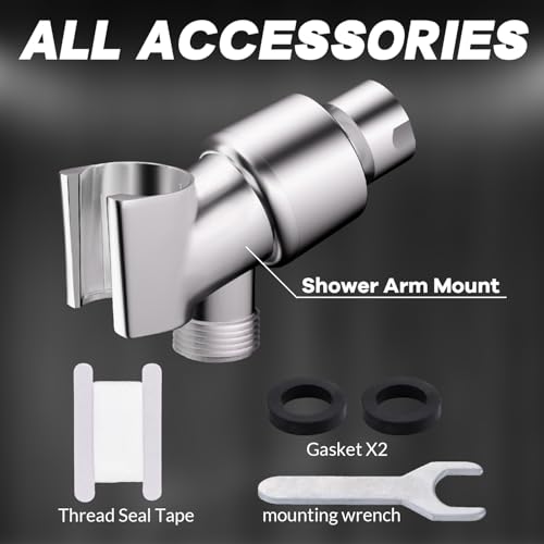 Shower Head Holder for Hand Held Showerheads, Adjustable Shower Arm Mount with Swivel Ball Joint, Premium ABS Bracket, Connect Shower Arm and Shower Hose (Chrome) - color: ABS with Metal Ball - Chrome
