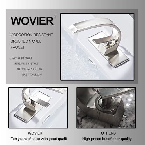 Brushed Nickel Bathroom Sink Faucet, Unique Design and Pop Up Drain - color: Brushed Nickel