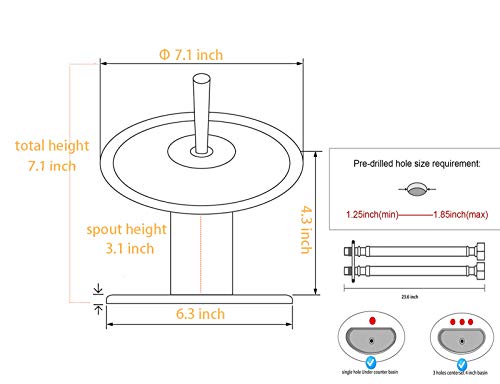 Waterfall Bathroom Sink Faucet Glass Spout Chrome One Handle Single Hole | Basin Vanity Bathroom Faucet Deck Mount with Cover Plate - color: Chrome, size: Short Design