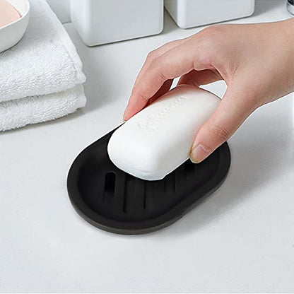 Topsky Soap Dish for Shower, 2pcs Soap Dishes Soap Savers for Bar Soap, Soap Bar Holder Shower with Drip Tray, Plastic Soap Holders with Drain for Kitchen Sink, Easy to Clean, Keeps The Soap Dry - color: Black