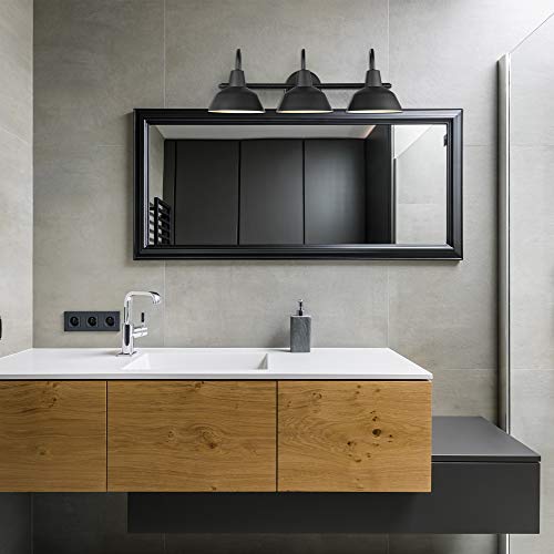Globe Electric 51710 5-Piece Bathroom Accessory Set with 24-inch 3-Light Vanity Fixture, Matte Black Finish, Industrial Design, E26 Base, Towel Bar, Towel Ring, Robe Hook, Toilet Paper Holder - color: Matte Black, Brooklyn (5-Piece)