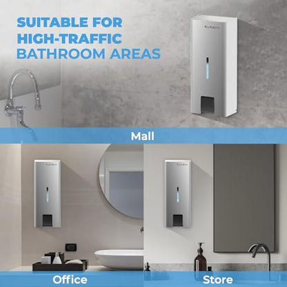 SUNERA Commercial Soap Dispenser Wall Mounted, 1000ml Refillable 304 Stainless Steel Liquid Soap & Hand Sanitizer Dispenser, Lockable Manual Pump for Restaurant, Office, Hotel, Kitchen & Bathroom