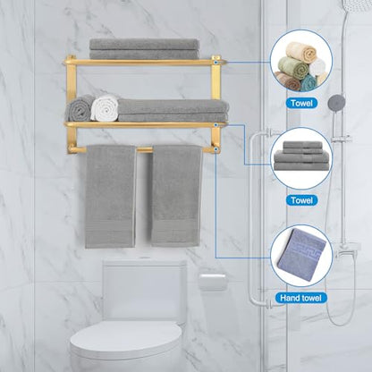 3-Tier Bathroom Towel Rack, SUS 304 Wall Mount, Brushed Gold - color: Brushed Gold, size: 23 Inch 3 Tier