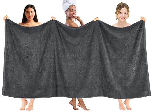 DAN RIVER Pack of 1 Oversized Bath Sheet, 40 x 80 Inches, Charcoal | 100% Cotton Jumbo Bath Towel with Extra Large Coverage, Lightweight Feel, Super Soft & Quick Dry - color: Charcoal, size: 40x80" Oversized Bath Sheet