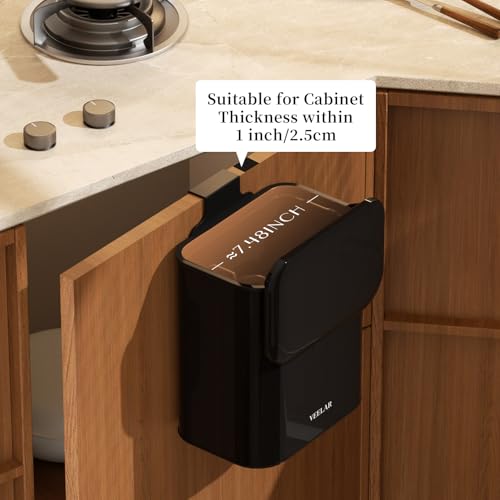 Hanging Stainless Steel Trash Can, 1.6 Gallon /6L Small Compost Bin for Kitchen Cabinet, Bathroom and Office (Red) - color: Red, size: 1.6 Gallon (6L)