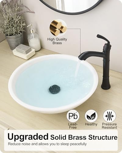 Brass Vessel Sink Faucet Black Single Handle, Tall Bathroom Faucets for Vessel Sinks 1 Hole with Pop-Up Drain, Pre-Installed Hoses, Removable Aerator - color: Matte Black