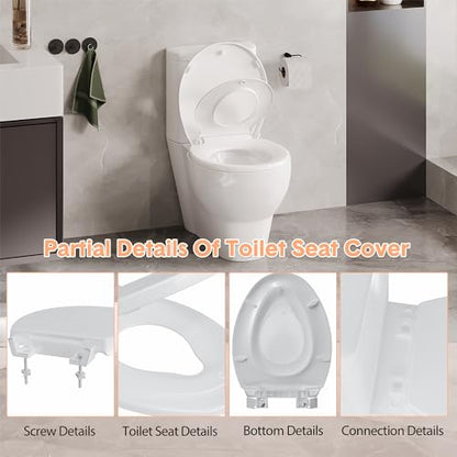 GarveeLife Round Toilet Seat with Toddler Seat Built-In, American Standard, Slow Close Lid, Quick Release Hinges, Non-Slip Bumpers, Easy Install & Clean, Never Loosens Design - size: Round Seat with Toddler Seat