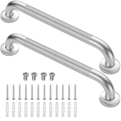 2 Pack 18 Inch Grab Bars for Showers Anti Slip Shower Grab Bars for Seniors | Stainless Steel Shower Handle Handicap Grab Bars Elderly Senior Assist Bathroom Saft Handle for Shower Bench ,Waterproof - size: 18 Inch