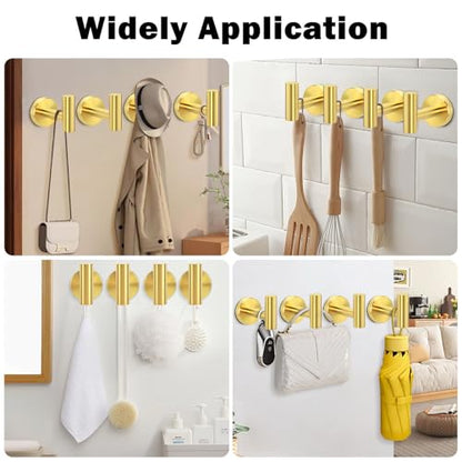 Livabber Bathroom Towel Hooks, 304 Stainless Steel Robe Shower Hooks Wall Mounted, Heavy Duty Towel Hangers for Bathroom Kitchen Bedroom (4 Pack, Gold) - color: Gold, size: 4 Pack