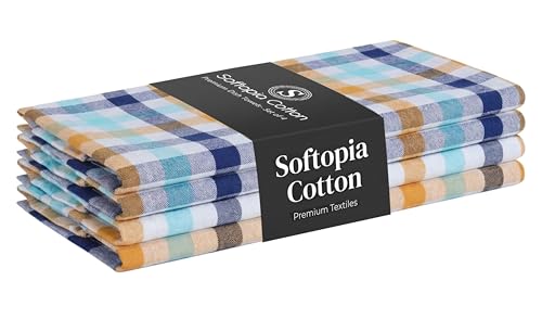 Check Dish Towels 4 Pack, 18"x26", Absorbent Hand Towels for Kitchen Use, Quick Dry Cloths, Durable Washable Rags, Reusable Dishcloth Set - Indigo Blue, Mustard Yellow, Aqua Blue - color: Multi Blue, Yellow, size: 16 X 26 - 4 Pack