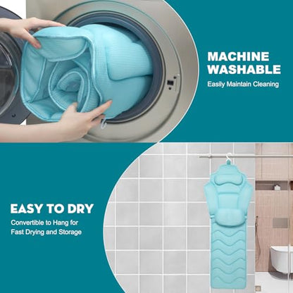 Full Body Bath Pillow for Bathtub - Extra Long 61’’ Bath Pillows for Tub, Ergonomic 4D Air Mesh Tub Pillow with Head, Neck & Lumbar Support, Bathtub Pillow Spa Cushion with Non-Slip Suction Cups