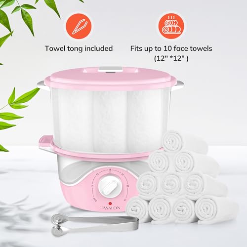 TASALON Pink Hot Towel Steamer for Facials, 5-Min Quick Heating Towel Warmer Machine, Portable Spa Salon Equipment with Aromatherapy for Massage - size: S Size
