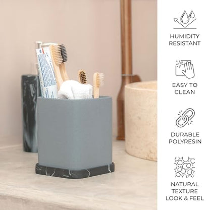 Toothbrush Holder, Durable Countertop Resin Electric Toothbrush Toothpaste Makeup Brush Razor Holder Stand Bathroom Organizer with Detachable Tray - color: 2. Sand