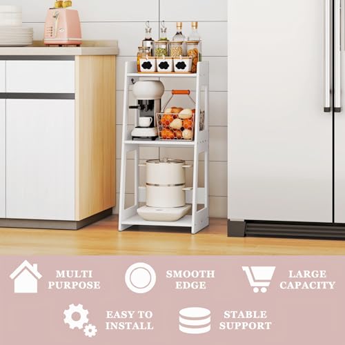 3-Tier Bathroom Ladder Shelf Freestanding, 12.6" W x 26" H, PVC | White Floor Shelves, Small Bookshelf, Nightstand, for Home Study, Laundry Room, Open Display Rack, 11.8" Deep - size: 11.0”D x 12.6”W x 26”H