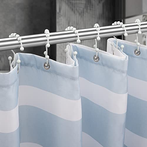 Titanker Shower Curtain Hooks Rings, Rust Resistant Metal Double Glide Shower Hooks for Bathroom Shower Rods Curtains, Set of 12 Hooks - White - color: White, style: Modern