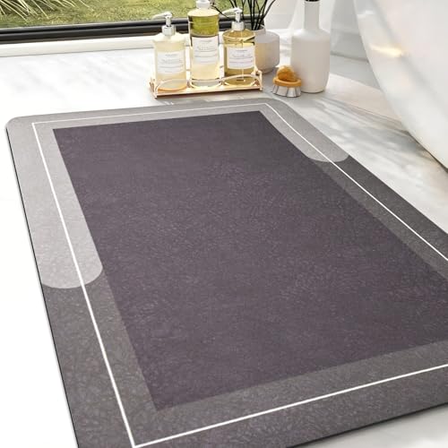 Diatomaceous Earth Bath Mat Super Absorbent Quick Dry Bath Mat, Bathroom Rugs Non Slip Washable, Thin Brown Bathroom Floor Mats-Shower Rug for in Front of Bathtub Shower, Easy Care, 15.7"x23.6" - color: Brown, size: 15.7"x23.6"