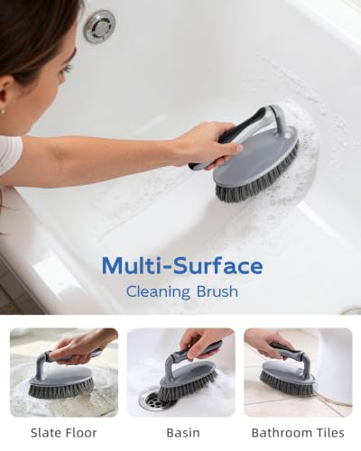 MR.SIGA Heavy Duty Scrub Brush with Comfortable Grip for Bathroom Shower | Strong bristles with effective scrubbing power, ideal for kitchen, bathroom, shower and everyday household cleaning.