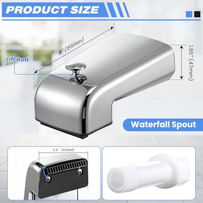 Dreyoo Tub Spout (Universal Fits 1/2" Copper Pipe, 1/2" IPS and 3/4" IPS), Bathroom Bathtub Faucet with Adapters and Hex Wrench(Chrome,Waterfall Spout) - color: Chrome, style: Waterfall Spout