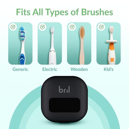 UV-C Toothbrush Sanitizer and Holder, Wall Mounted, Rechargeable | 30-Day Battery, Magnetic Wall Mount, Fits Electric and Manual Brushes, Portable Travel Case, Auto-Shutoff - color: Black