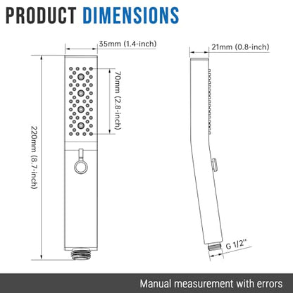 G-Promise All Metal Square 3 Function Handheld Shower Head(Brushed Nickel) | All Metal Construction, 3 Function Modes with Massage, Modern Look, Push Switch, Easy Installation - color: Brushed Nickel, style: Square