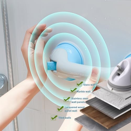 2-Pack 12In Suction Cup Grab Bar for Shower-Heavy Duty Removable Bathroom Safety Handle for Seniors, Elderly, Disabled - No Drill Waterproof Shower Grab Bars Suction-Fits Tile, Glass & More (Black)