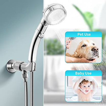 Marbrasse High Pressure Shower Head with Hose and Holder, 3-Settings Handheld Showerhead with Push Switch and Button to Control Water Flow for Saving Water,Removable Camper Shower Head - color: Shower Head with Hose and Holder