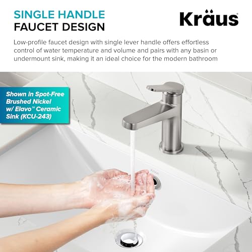 KRAUS Indy Single Handle One Hole Bathroom Sink Faucet in Chrome, KBF-1411CH - color: Chrome, style: Basin + Pop-Up Drain