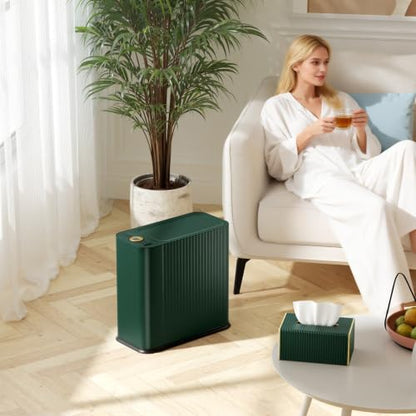 Bathroom Trash Can with Lid and Tissue Box Cover Set 13 L/ 3.5 Gallon Dark Green Trash Can with Pop-Up Lid Small Garbage Can for Bathroom Bedroom Office Kitchen - color: Dark Green & Gold