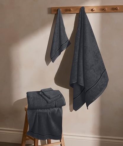 MyOwn Ultra Soft 6 Pack Cotton Towel Set, Contains 2 Bath Towels 28x55 inch, 2 Hand Towels 16x24 inch & 2 Wash Coths 12x12 inch, Ideal Everyday use, Compact & Lightweight - Charcoal Grey - color: Charcoal Grey, size: 6 Piece Set