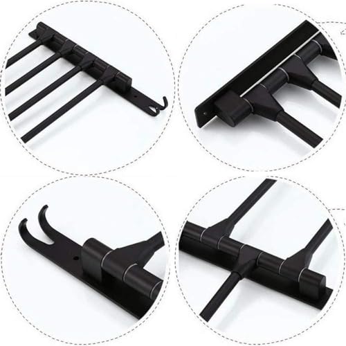 Towel Rails Space Aluminum Towel Rack, Wall Mounted Towel Rack Swivel Bars with Hooks Bathroom Rotating Towel Bar Towel Holder (Color : Black, Size : 3 Arms) - size: 3 Arms