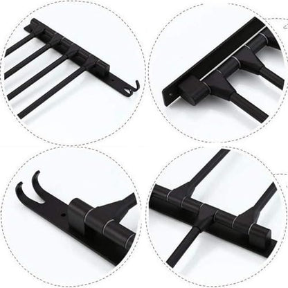 Towel Rails Space Aluminum Towel Rack, Wall Mounted Towel Rack Swivel Bars with Hooks Bathroom Rotating Towel Bar Towel Holder (Color : Black, Size : 3 Arms) - size: 3 Arms