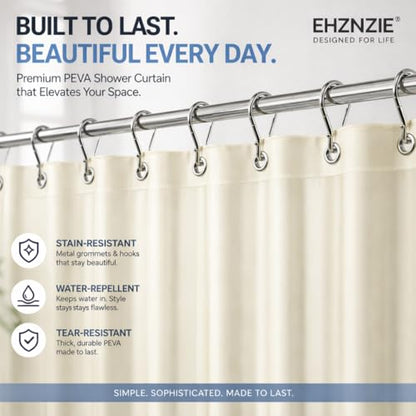 EHZNZIE Cream Shower Curtain Liner 72x72, PEVA Waterproof Bath Curtain, No Chemical Smell, 3 Weighted Magnets, Durable with Rustproof Metal Grommets - color: Cream, size: 72"W x 72"L (Pack of 1)