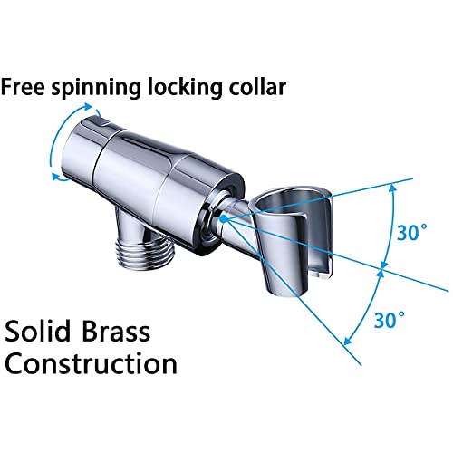 Shower Arm Holder for Handheld Shower Head, Adjustable Mount Bracket, G 1/2 3-Way Shower Arm Adapter with Swivel Ball,Universal Mount,Full copper arm - color: Full copper arm