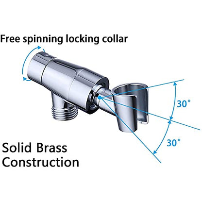 Shower Arm Holder for Handheld Shower Head, Adjustable Mount Bracket, G 1/2 3-Way Shower Arm Adapter with Swivel Ball,Universal Mount,Full copper arm - color: Full copper arm