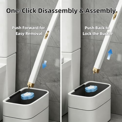 Disposable Toilet Brush and Holder,Cleaning Supplies,Deep Cleaning,Wall Mount Toilet Cleaning System,1 Toilet Wand + 18 Toilet Brush Refill (Lemon Yellow Package) - color: Lemon Yellow Package