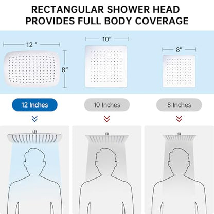 G-Promise 12 Inch All Metal Rain Shower Head with Handheld Spray (Chrome) | Suits Every Height, Pause Mode Diverter, Massage Mode Handheld, Full Body Coverage, Easy to Install, Modern Bath Upgrade - color: Chrome, size: 12 Inch
