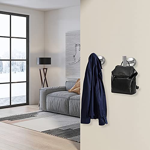 NearMoon Bath Towel Hooks- SUS 304 Stainless Steel Robe Hook Holder, Heavy Duty Coat Hook for Bathroom Livingroom Hotel Kitchen Garage, Wall Mounted- 4 Pack (Brushed Nickel) - color: Brushed Nickel, size: 4 Pack